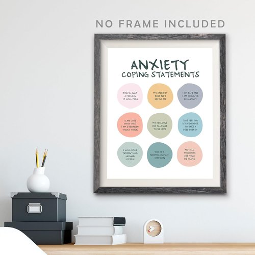 Anxiety Coping Statements Poster - Positive Mental Health Wall Art for Office & School | 8x10 Inch Unframed