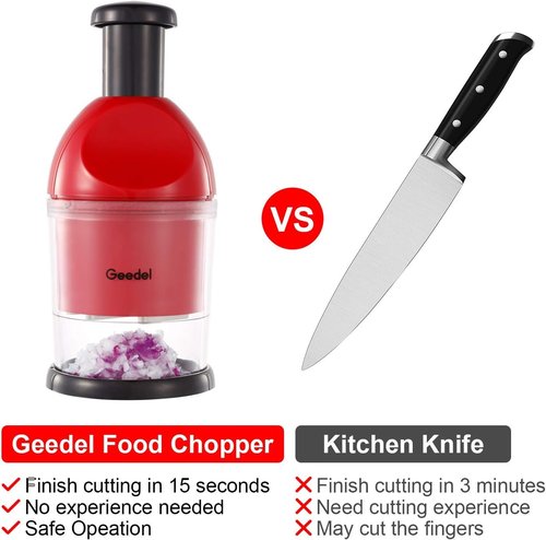 Geedel Food Chopper - Easy-To-Clean Manual Vegetable Cutter | Dishwasher Safe for Onions, Garlic & Nuts