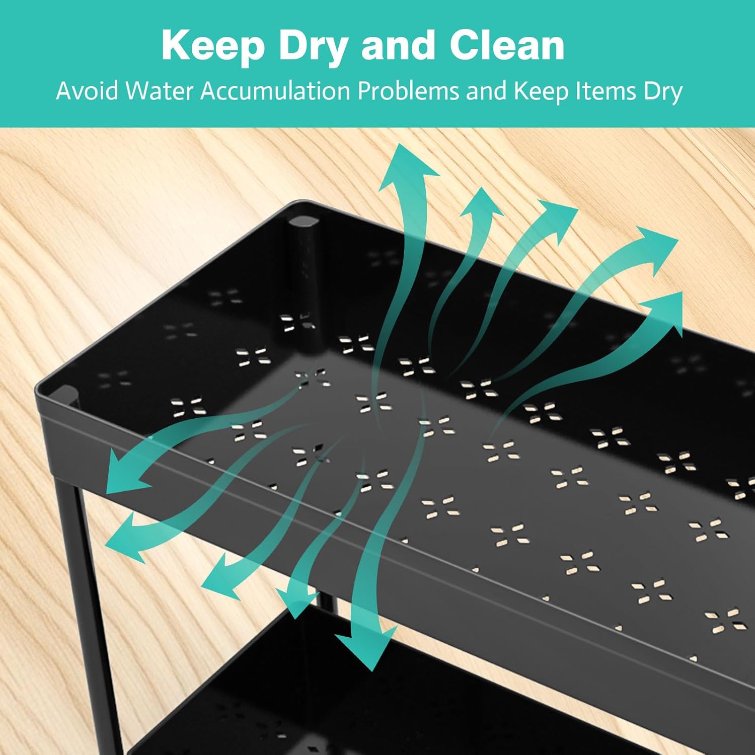 Under Sink Organizers by [Brand Name] - 2-Pack Pull-Out Sliding Cabinet Organizer with 2-Tier Storage & Hooks | 13 Inch, Black