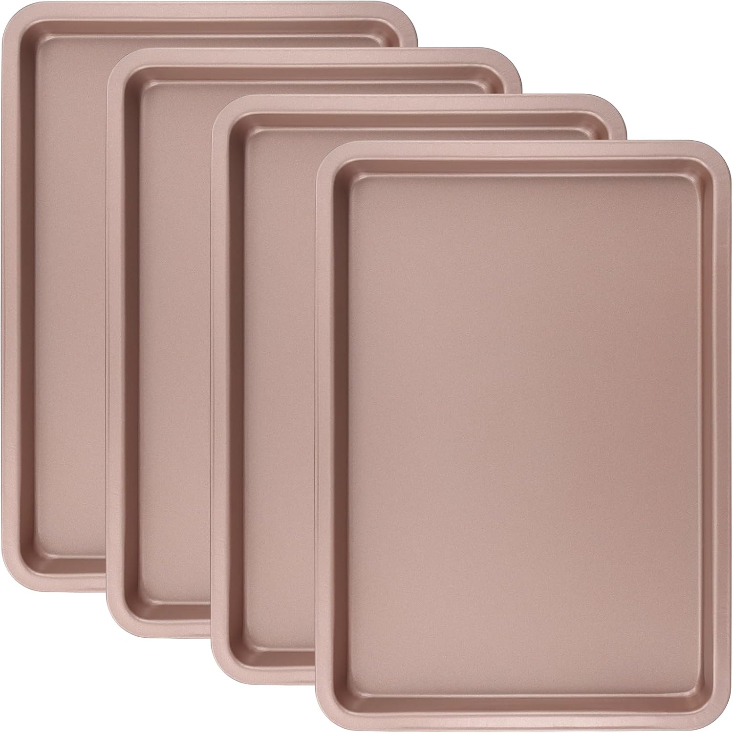 Sheutsan Gold Baking Sheet Pan Set - 4 Pack Carbon Steel Oven Trays, 13 x 9 x 1 Inch for Cooking & Roasting