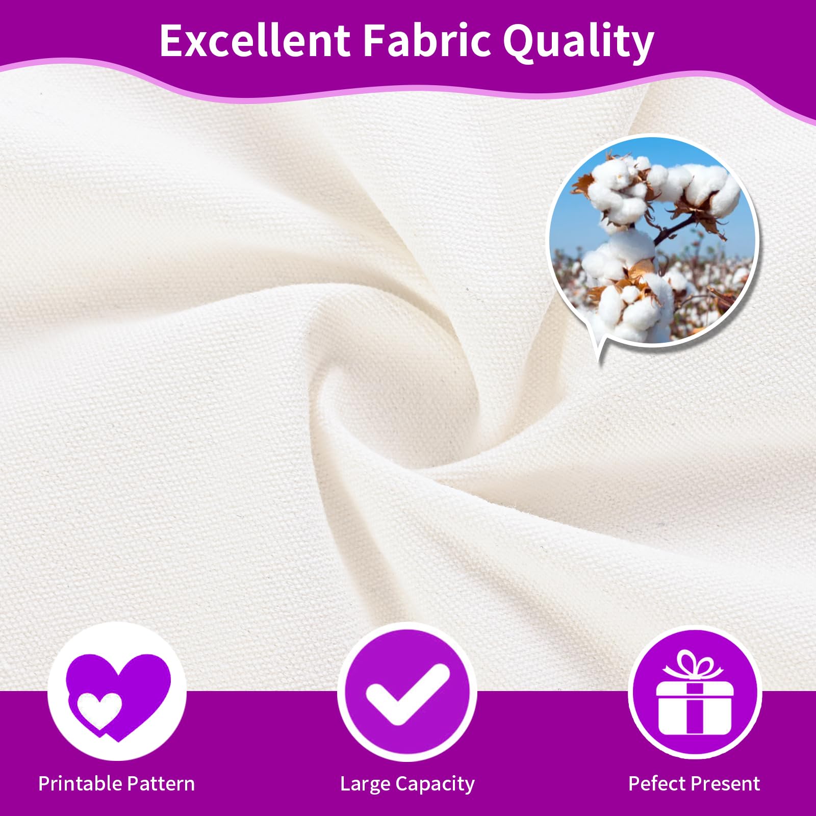 TAOZIM 12Pack Canvas Tote Bags Bulk, 10oz Cotton Blank Canvas Tote Bags Lightweight Reusable Grocery Bags Shopping Cloth Bags w/Handles Personalized Present Bags for Women, Christmas Craft, White