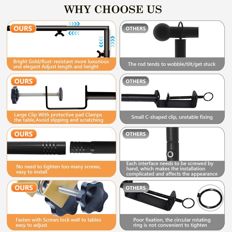 ParseBio Over The Table Rod Stand with Clamps Adjustable 31"-110" Length 31"-64" Height, Table Balloon Arch Stand for Wedding Easter Engagement Party, Black Table Arch Frame Hanging Decor Rod