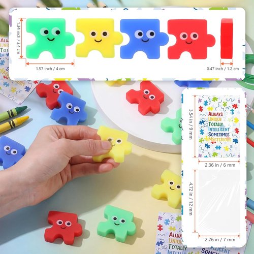 Hollowfly Autism Awareness Fidget Puzzle Stress Balls - 24 Sets with Inspirational Cards for Relief