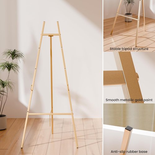 Gold Easel Stand - Heavy Duty 4-Tier Adjustable Art Easel for Weddings & Paintings | 1pc