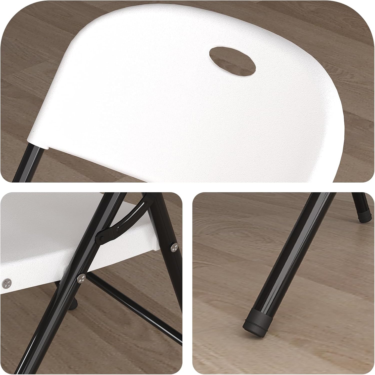 Nazhura Heavy Duty Folding Chair - 350 Weight Limit, Reinforced Steel Frame | White for Indoor & Outdoor Use