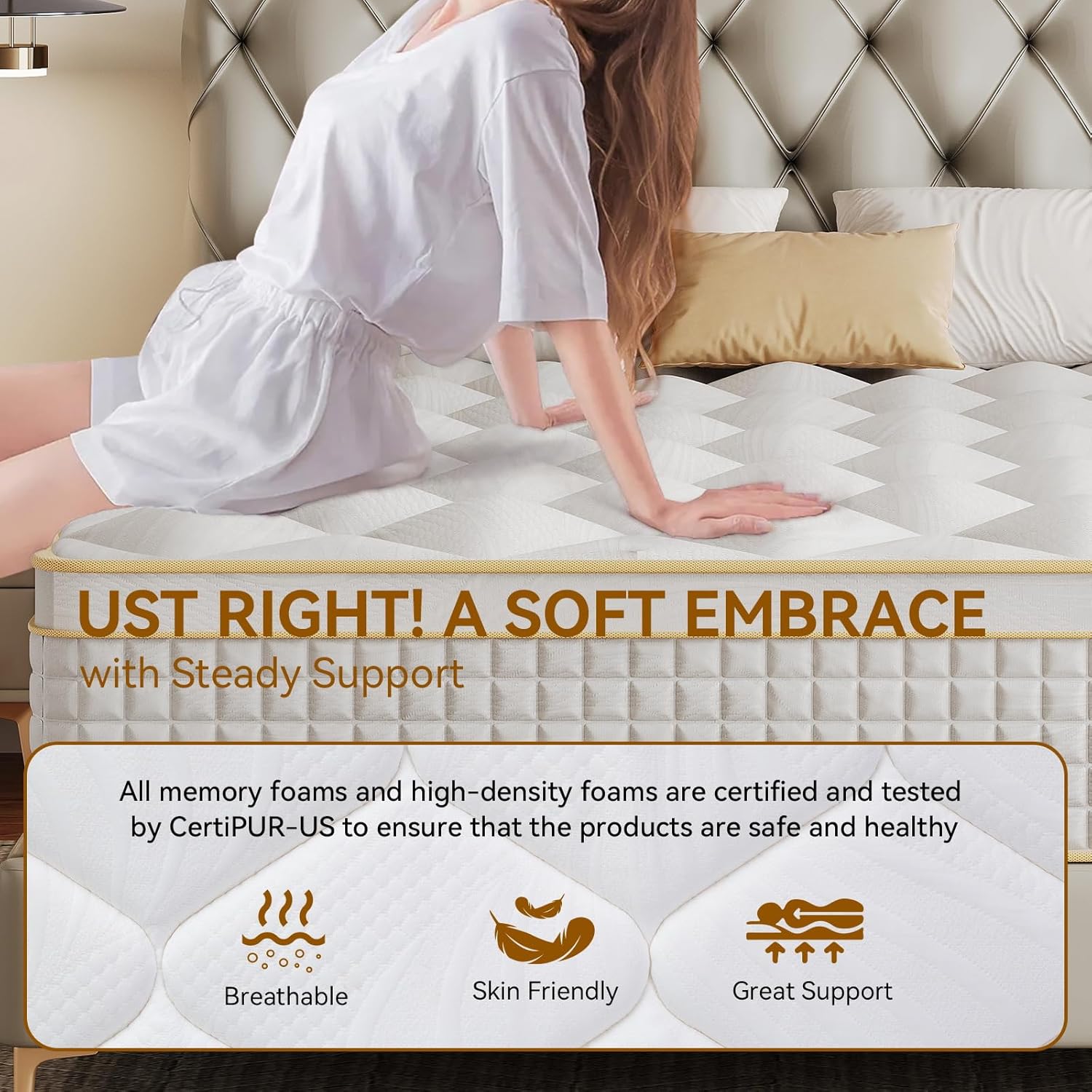 Queen Mattress - 12 Inch Hybrid Design with Memory Foam & Pocket Springs | Medium Firm, Pressure Relief