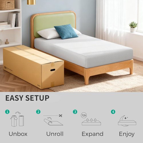 FDW 8-Inch Twin Mattress - Medium Firm Gel Memory Foam with Cooling Ventilation & Pressure Relief | White, Washable Cover