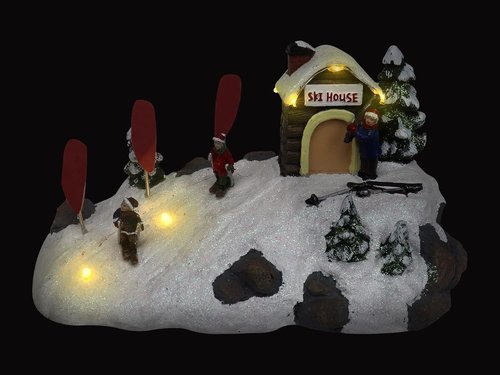 Christmas Village Tabletop Ski - Pre-Lit Winter Snow Scene | Perfect Holiday Home Decoration