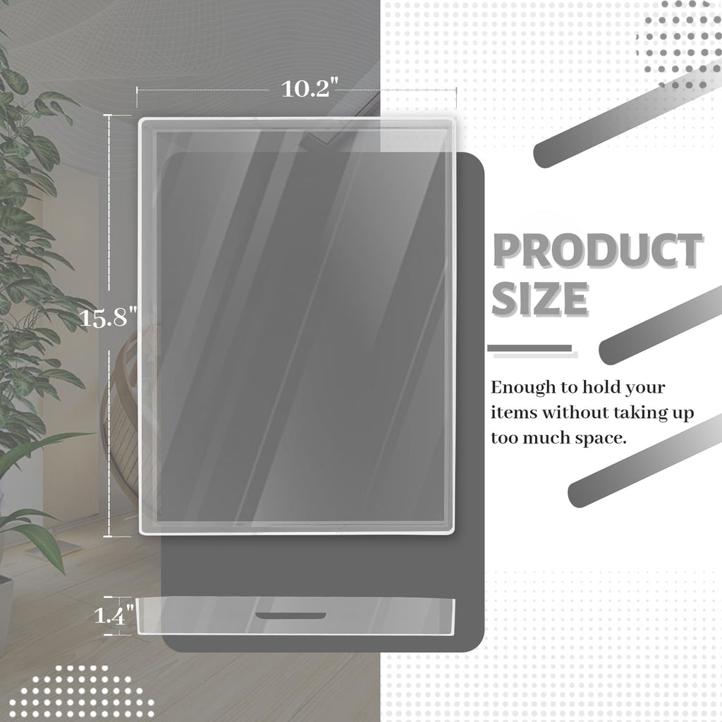 MAONAME Clear Serving Tray with Handles, Plastic Clear Tray, Rectangle Decorative Trays for Coffee Table, Ottoman, Bathroom, Vanity, 15.7" Lx 10.2" W X 1.57" H