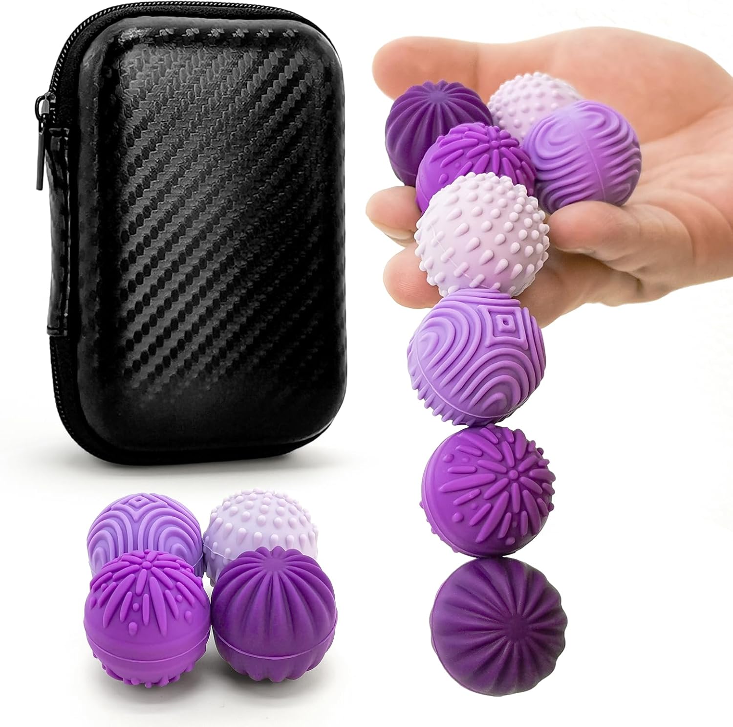 Skiennix Fidget Toys - Magnetic Stress Balls for Adults & Teens | 8pcs Silicone Sensory Relief Set - Lavender