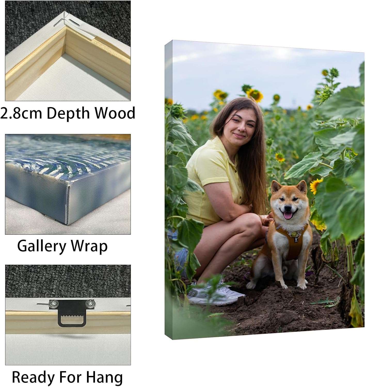 Skiennix Custom Canvas Prints - Personalized Framed Wall Art for Pet & Family Photos | 10'' x 12''