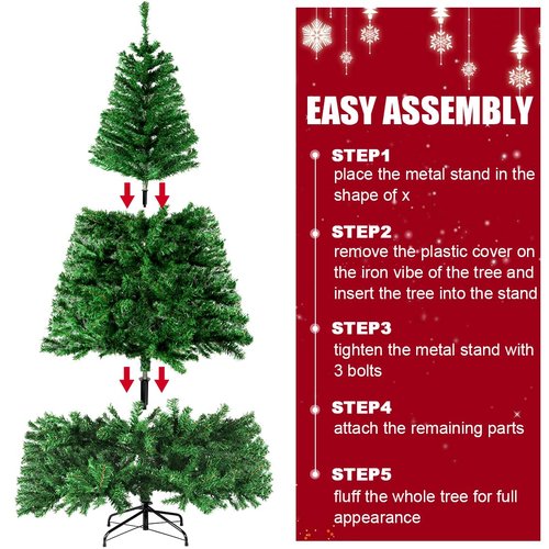 RooTrimmer Christmas Tree, 6 FT Artificial Christmas Tree, Xmas Pine Tree with Solid Foldable Metal Stand Perfect for Indoor and Outdoor Holiday Decoration, Green