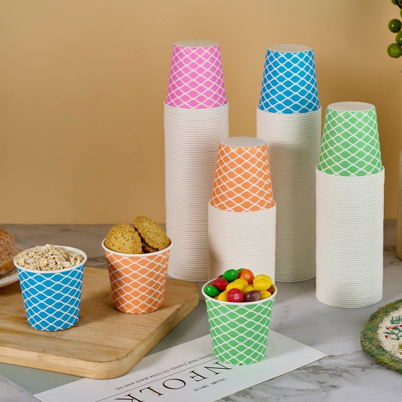 LITOPAK 320 Pack 3 oz Paper Cups, Colorful Small Bathroom 3 Ounce Disposable Paper Cups for Home, Bathroom, Picnic, Party, and Events