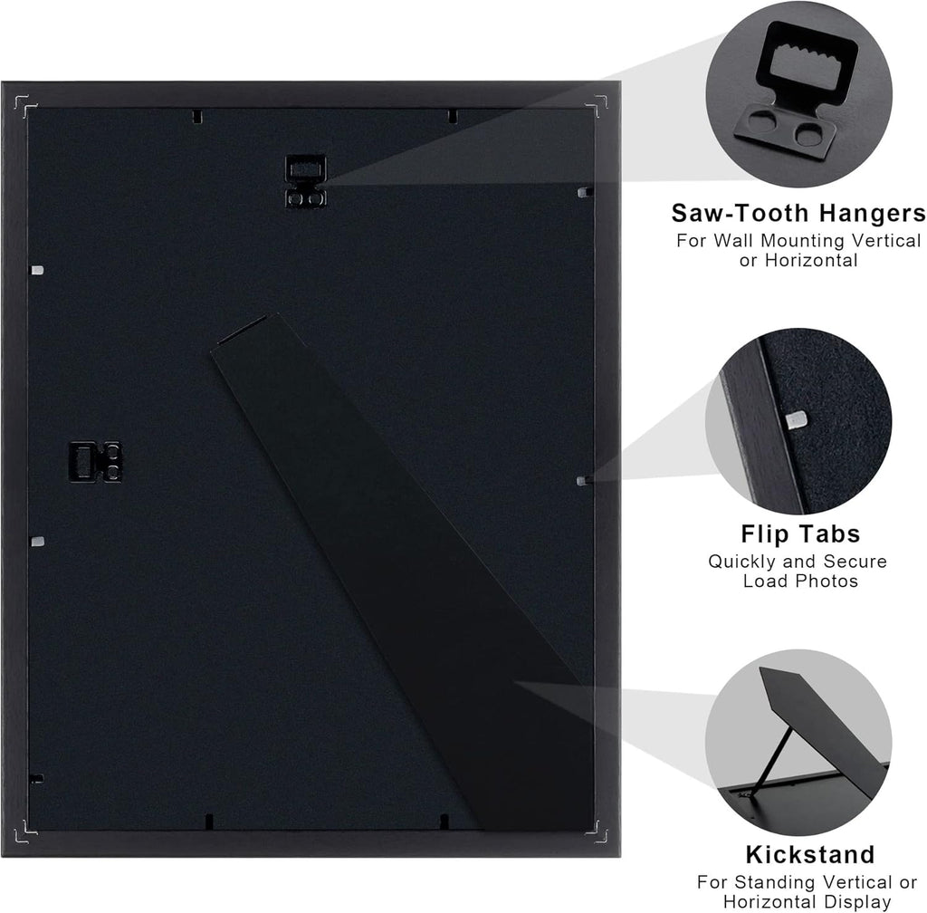 Upsimples 11x14 Diploma Frame - High Definition Glass with Black Double Mat for Wall/Tabletop