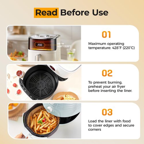 Air Fryer Liners for Ninja, 200 Pcs 8" Round Airfryer Paper Liners Disposable for Oven, Pans & Baking, Non-Stick and Oil Proof Parchment Paper for 5-8 qt Air Fryer Basket by Vailnd
