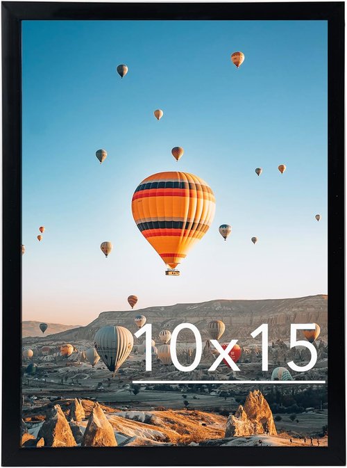 JCJMY 10x15 Black Picture Frame - Wall Mounting Horizontally or Vertically | Shatter-Resistant Plexiglass