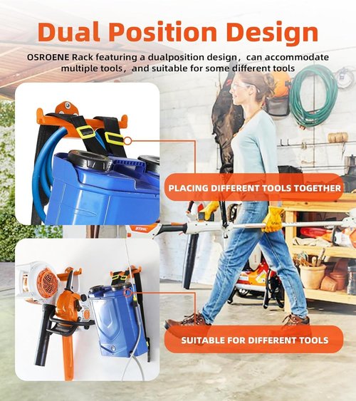 Heavy Duty Backpack Leaf Blower Hanger - 2 Pack Wall Mount for Sprayers & Chainsaws | Garage Storage Solution