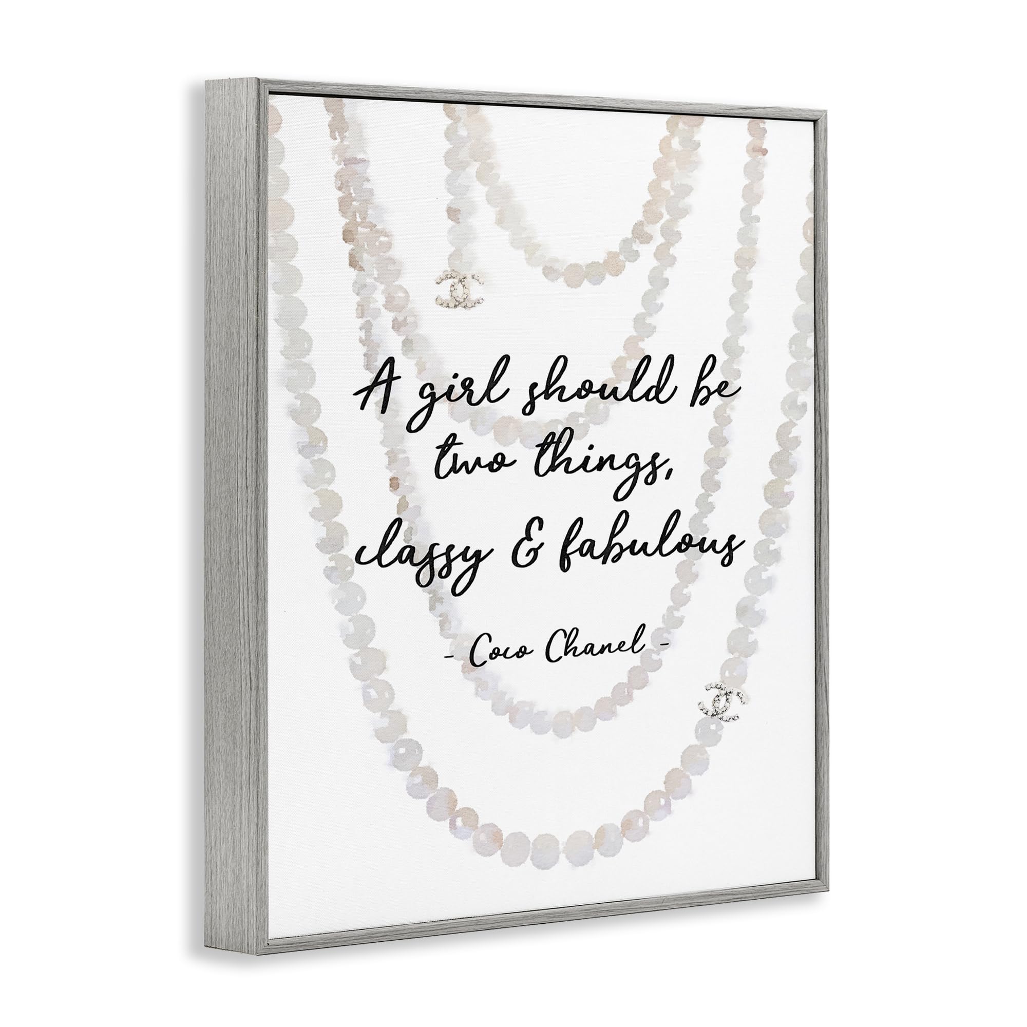 Stupell Industries Classy and Fabulous Fashion Quote with Pearls, Design by Amanda Greenwood Wall Art, 24 x 30, Off- White