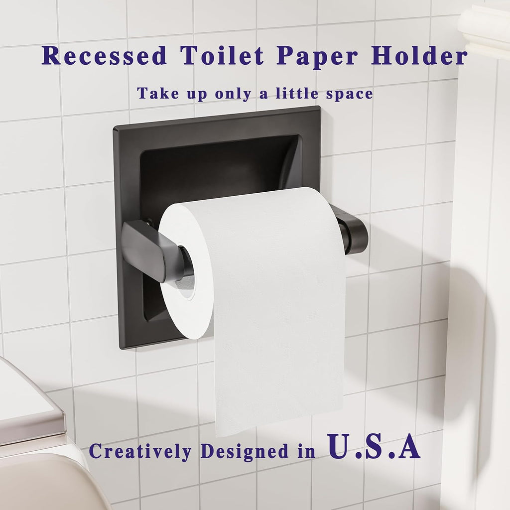 Skiennix Matte Black Toilet Paper Holder - Pivoting Wall Mount for Large Rolls | Stainless Steel Design