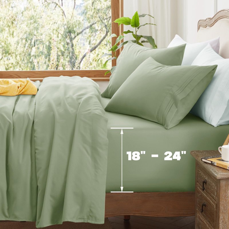 Aormenzy Extra Deep Pocket Cal King Sheets - 4 Piece Silver Grey Bed Sheet Set - Fits Mattress 18-24 Inches Deep - Ultra-Soft Microfiber Extra Deep Sheet Sets for Women, Men, Kids & Teens