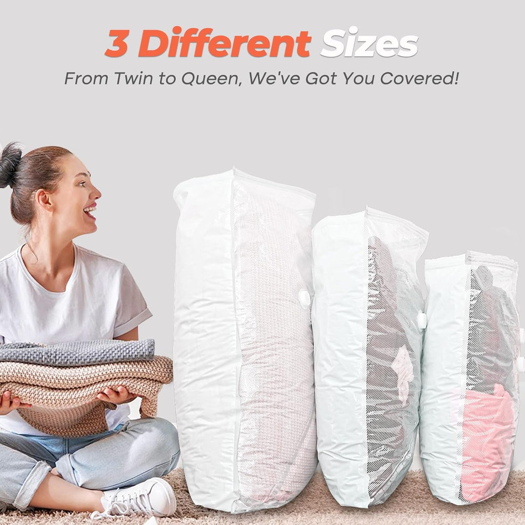 Vacbird Vacuum Storage Bags - 18 Pack with Rechargeable Wireless Pump | Large, Medium & Small Sizes for Clothing, Bedding & Travel