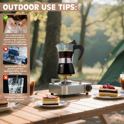 Suiitat Induction Moka Pot, 4 Cups (7.1 oz) Crystal Glass-Top & Stainless Steel Moka Pot, Classic Stovetop Espresso Maker, Black