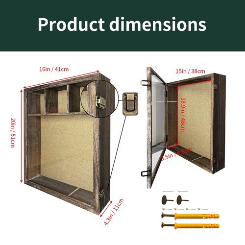 CAHINO WOODART 16x20 Blackout Box Frame with Polished Organic Glass, deep Blackout Box Frame with hinged Door, hinged Door, Available in 4/3 "Depth, Antique Wood Color (Antique Wood)