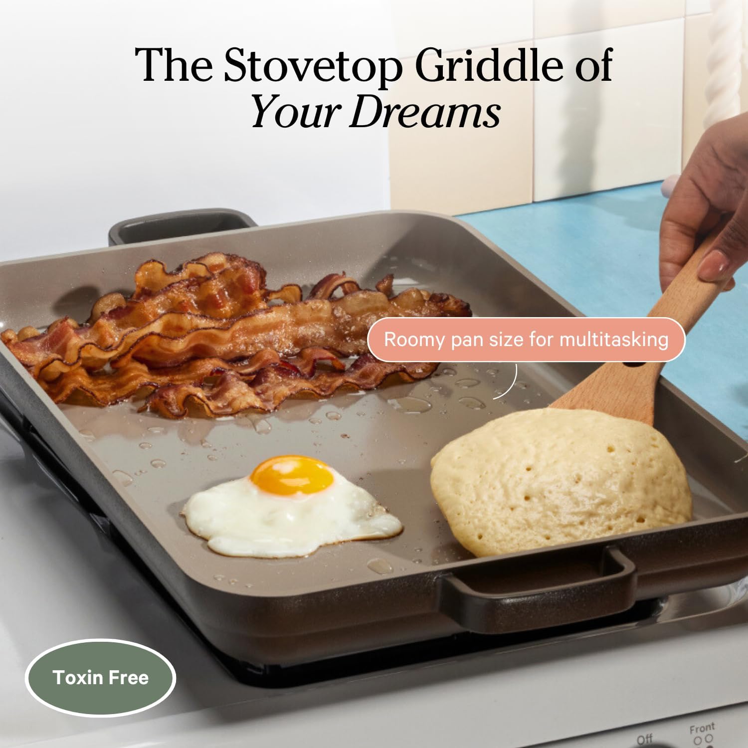Our Place Griddle Pan - Versatile Nonstick Ceramic Sheet Pan & Stovetop Griddle | Toxin-Free, Ergonomic Handles | 5 Qt Capacity, Oven Safe to 450°F | Char