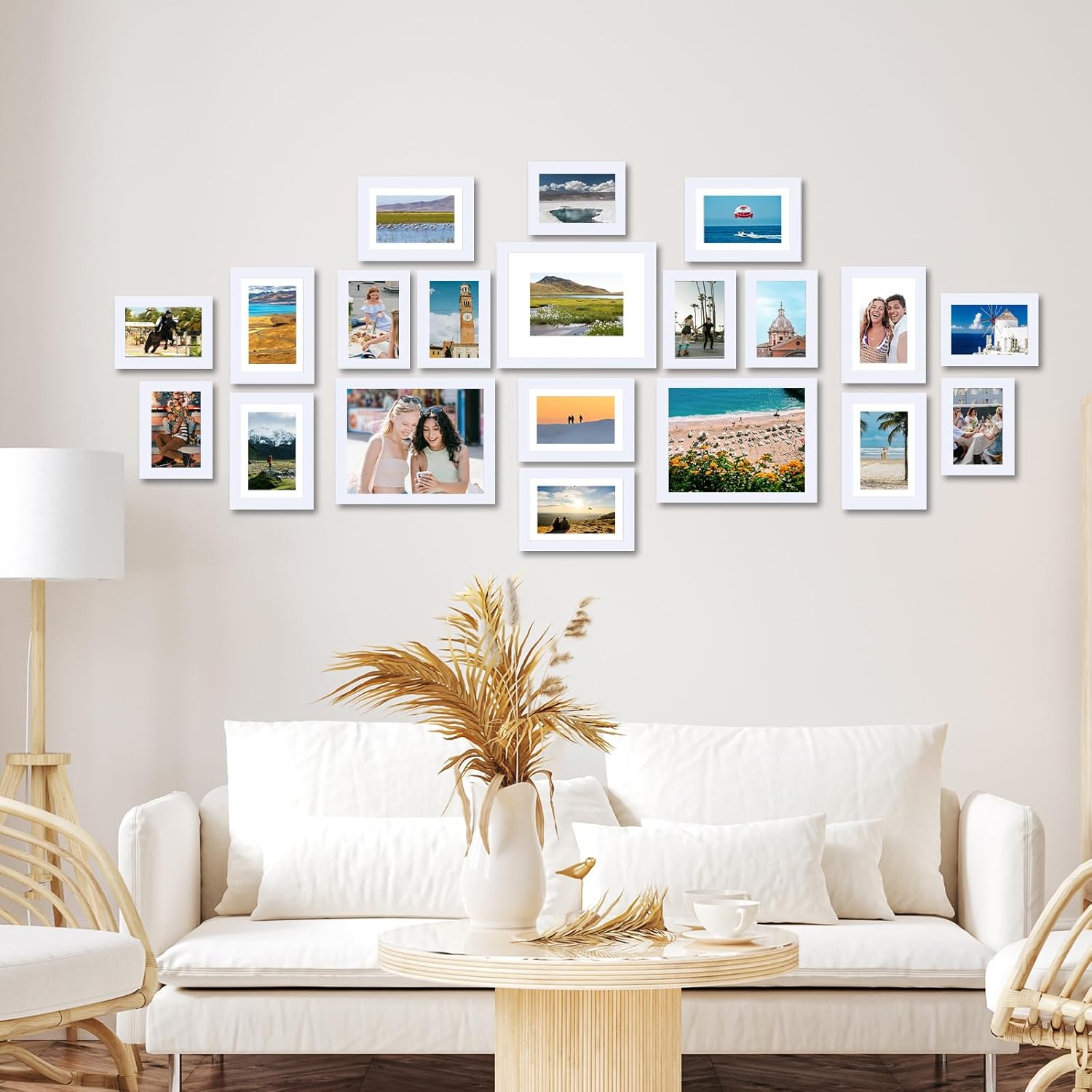 Regine Switzerland Picture Frames Collage Set - 20 Packs for Wall Decor & Tabletop Display | Multi Sizes in White