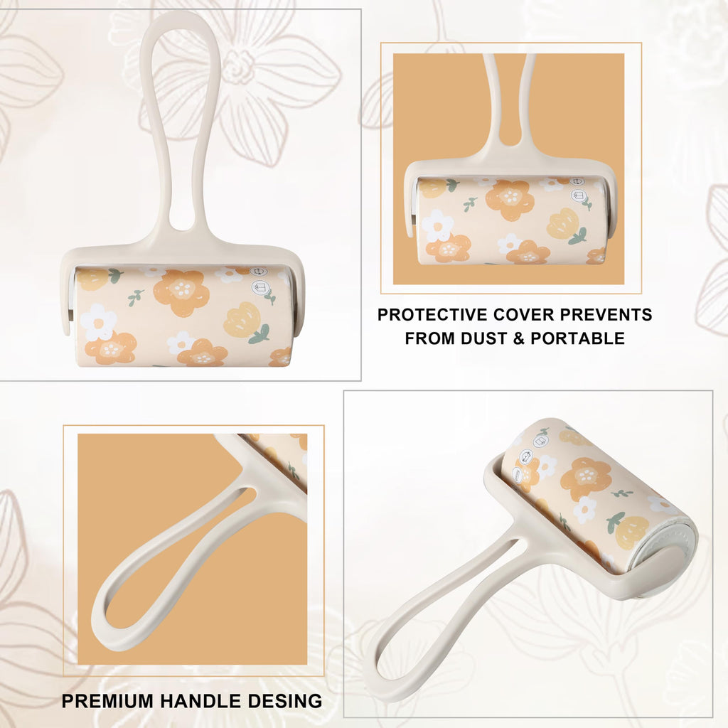 Catron Lint Rollers, Remover for Clothes, 1 Handle with 3 Refills, 180 Total Sheets, Lint Roller Set for Dog & Cat Hair Removal, Clothes, Furniture, Cars, Carpet