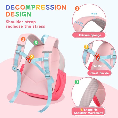 Sisipoet Cute Toddler Backpack, Kindergarten Backpack for Girls Boys 2-5, 12" Kids Mini Preschool Bags Pink for School & Travel