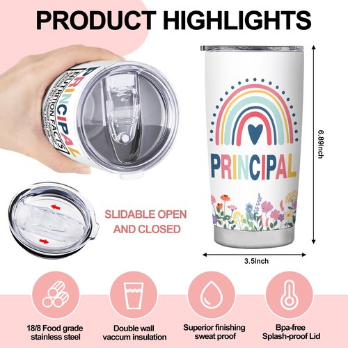 lpmisake Principal Gifts, Principal Appreciation Gifts, Principal Gift for Women Her, Best Gift for Principal Day, Teacher Appreciation Day, Birthday, Retirement, 20oz Principal Tumbler