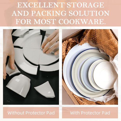 ReFeltidolom Thick Felt Plate Dividers, Set of 48 Plate Separators Round China Storage Dividers Dish Protectors White Felt Pads for Stacking China/Dish/Saucers, 5.0 Inch