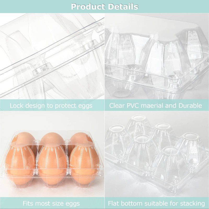 DAJAVE 100 Pack Plastic Egg Cartons Bulk, 2x3 Egg Holders Style Holds up for 6 Eggs, Half Dozen Egg Carton for Family, Pasture, Farm Markets Display(Medium)