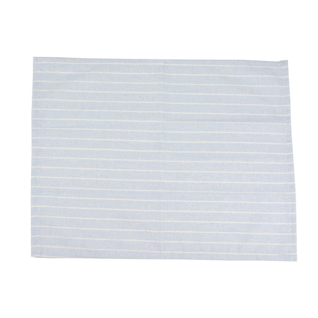 INFEI White Striped Linen Cotton Dinner Cloth Napkins - Set of 12 (40 x 30 cm) - for Events & Home Use (Sky Blue)