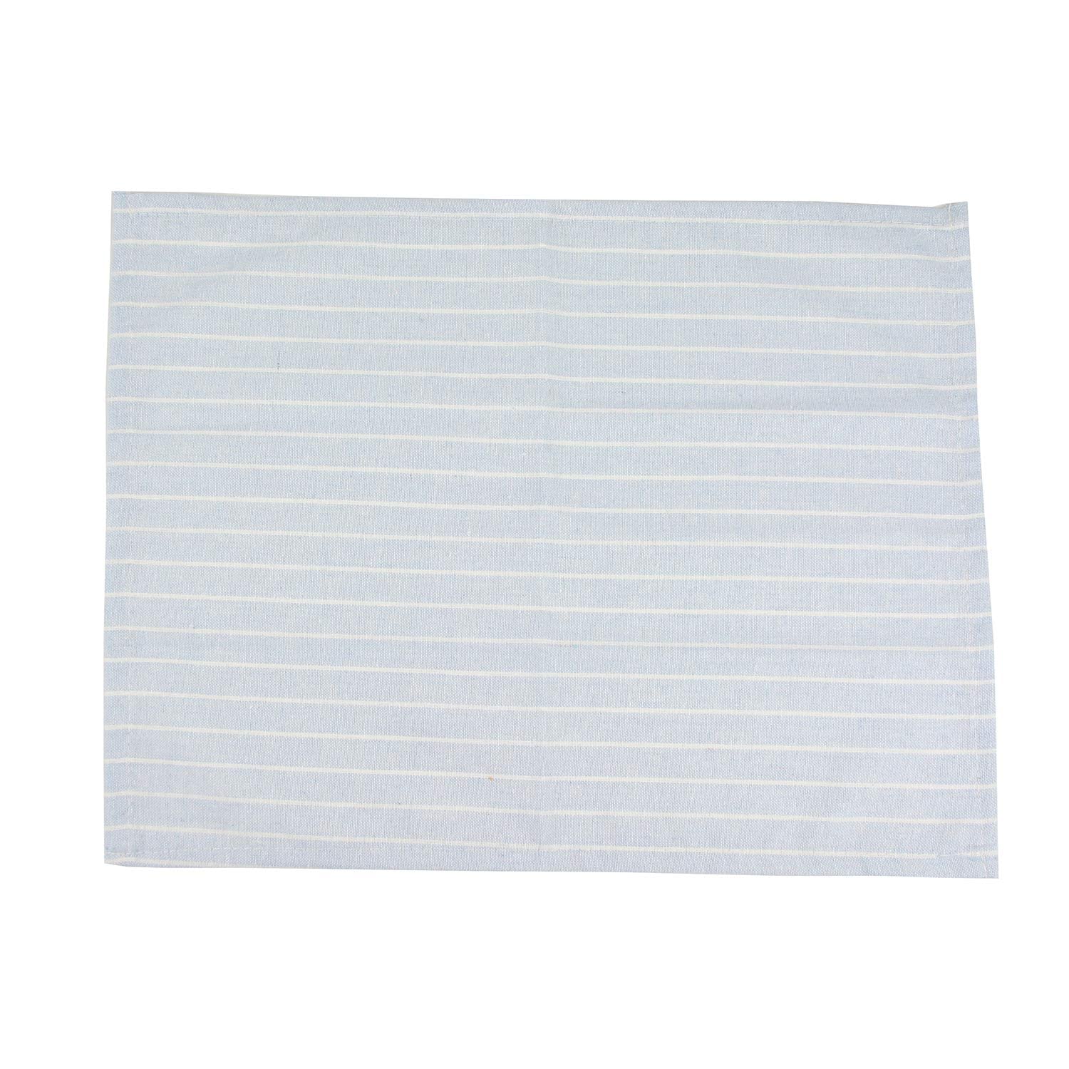 INFEI White Striped Linen Cotton Dinner Cloth Napkins - Set of 12 (40 x 30 cm) - for Events & Home Use (Sky Blue)