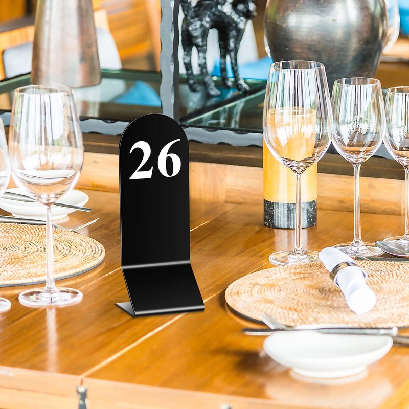 Remerry 50 Pcs Table Numbers 1-50 Acrylic Double Sided Number Cards for Restaurant Acrylic Tent Table Holders Tent Cards Wedding 2.36 x 6.3 Inch (White)