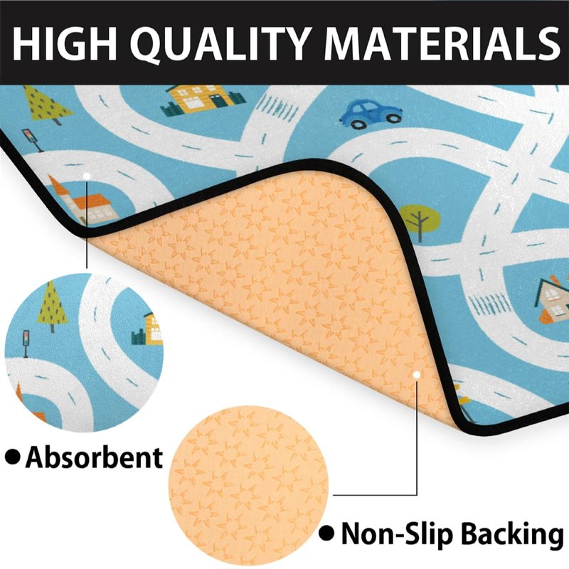 Kids Car Road Play Rug - City Town Map Track Soft Non-Slip 2x3 Ft Carpet Traffic Mat Washable Playroom Bedroom Boys Nursery Educational Area Rug Entrance Mats Classroom Decor (24"x 36")