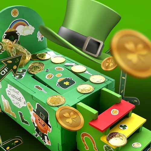 TEINSONET St Patrick's Day Leprechaun Trap Kit - St. Patricks Day Decorations Leprechaun Trap Crafts Kit for Kids St Patricks Day Party Supplies (EVA AUTO Trap)