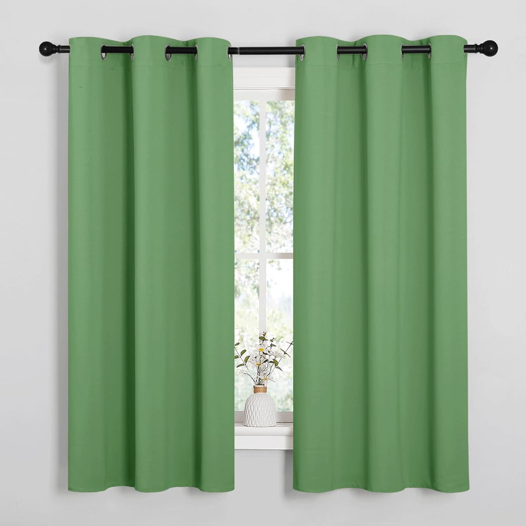 NICETOWN Room Darkening Curtains - 63" Long Thermal Insulated Blackout Drapes | Forest Green, Set of 2