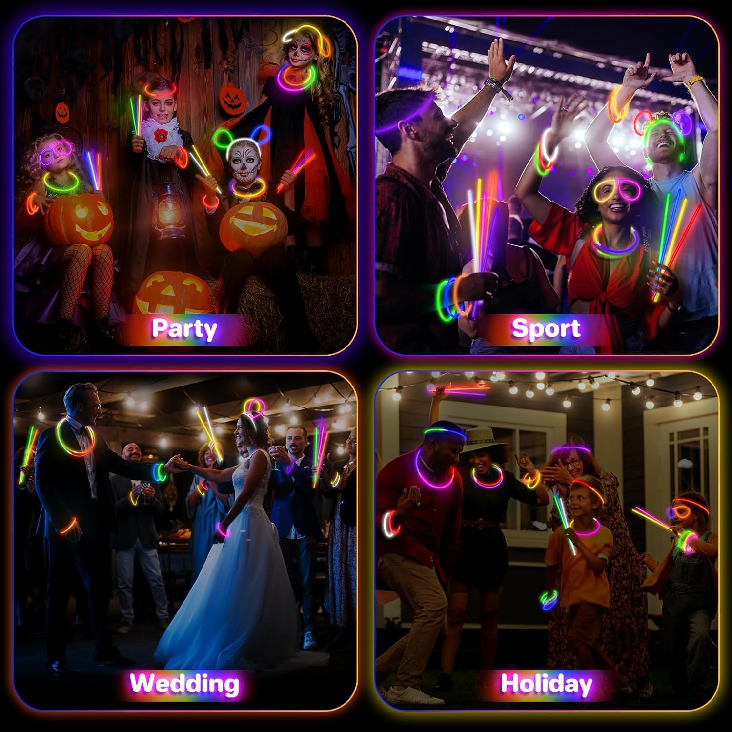 SpringFlower Glow Sticks - 100 PCS Bulk Glow in the Dark Party Supplies | Light Sticks for Kids & Adults