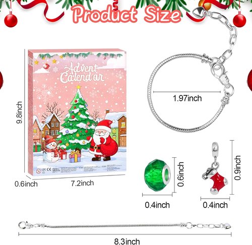Advent Calendar 2025 - 24-Day Christmas Countdown with DIY Bracelets & Charms | Perfect Kids' Gift
