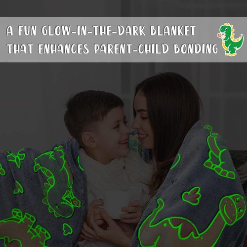 Gdindff Dinosaur Glow in the Dark Blanket for Kids, Cute Dino Throw Blanket, Soft Fleece Toddler Blanket for Boys Girls, Dinosaur Toys Gifts, Kids Room Decor, Birthday Graduation Gifts, 40" x 50"