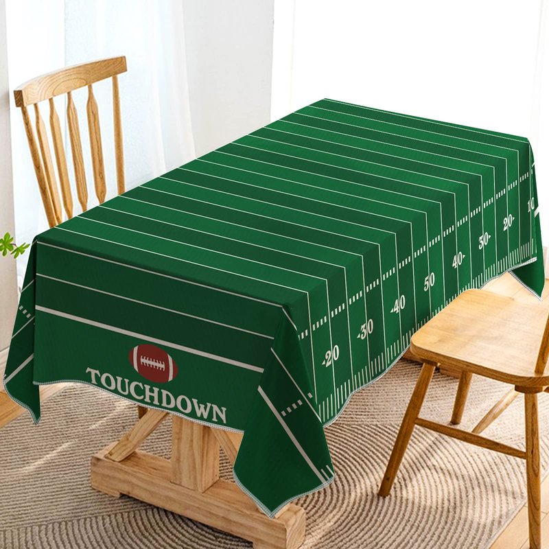 Hafangry American Football Field Tablecloth Touchdown Game Day Sport Themed Party Decoration Kitchen Dining Room Home Rectangular Table Cover (60" x 104")