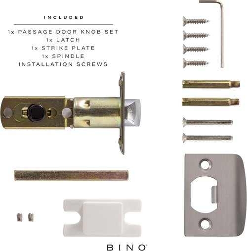 BINO Crystal Door Knobs Set - Elegant Satin Nickel Finish with Functional Design - Interior Decor