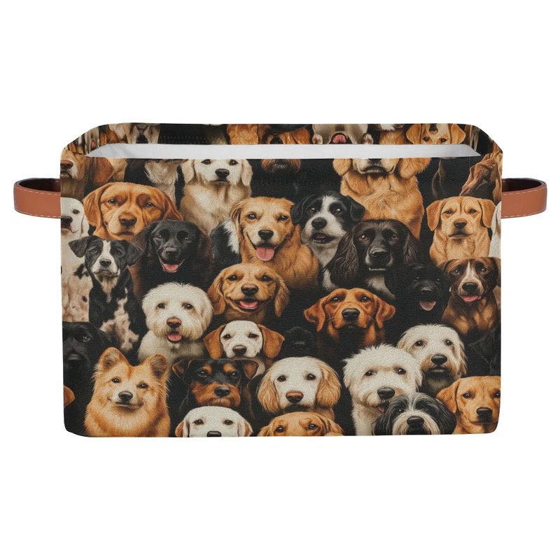 RPWOBBYQ Cute Dogs Puppy Storage Boxes Theme Storage Nursery Baskets with Handle Closet Collapsible Organizer Shelf Bins for Book Cloth 15 X 11 X 9.5 IN