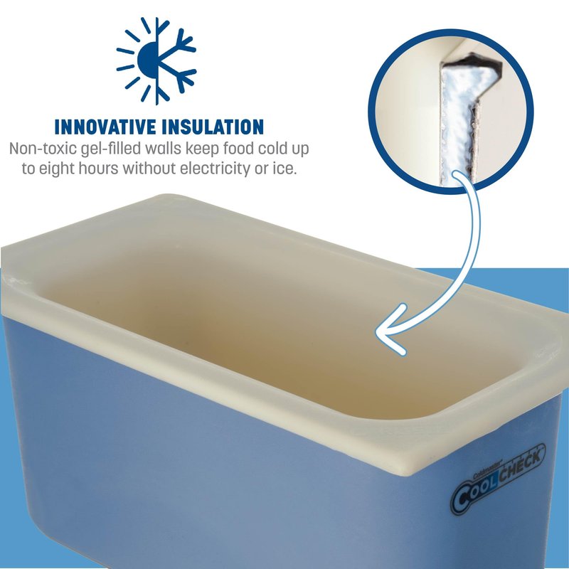 Carlisle FoodService Products CM1102C1402 Coldmaster CoolCheck 6" Deep Third-Size Insulated Food Pan, 4 Quart, Color Changing, White and Blue