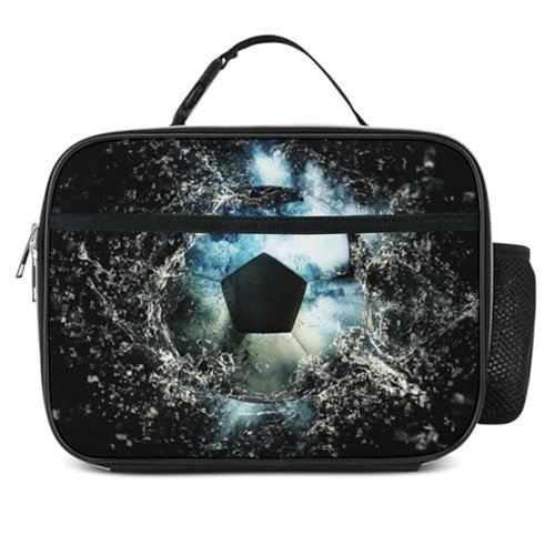 Bzocm Soccer Lunch Bag Insulated Reusable Lunch Box Kids Girls Boys Cooler Thermal Tote Bag For Men Women School Work Picnic