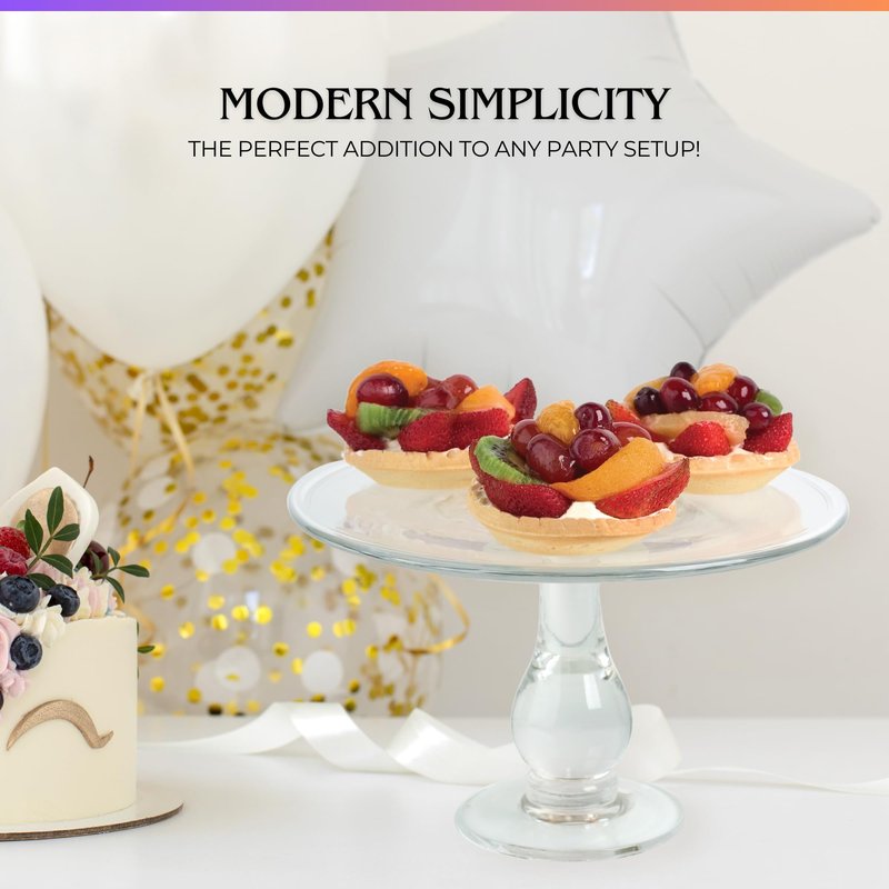 ARTLAND Simplicity Dessert Stand, 9.4-inches - Hand Blown Clear Glass, Ideal for Cakes, Cupcakes, Pastries, and More - Ideal for Everyday Entertainment & Special Occasions
