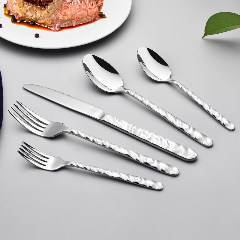 NICE KITCHEN 60 Piece Silverware Set for 12, Food-Grade Stainless Steel Utensils Set,Wave Style Design & Mirror Polished - Dishwasher Safe